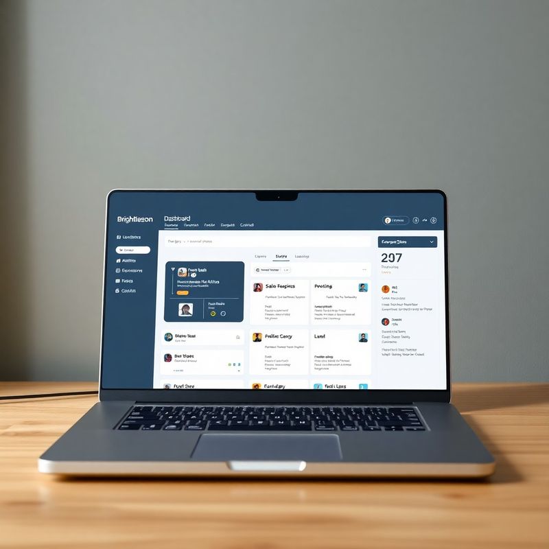 Brightlesson-Dashboard auf einem Laptop mit Lernpfad-Karten